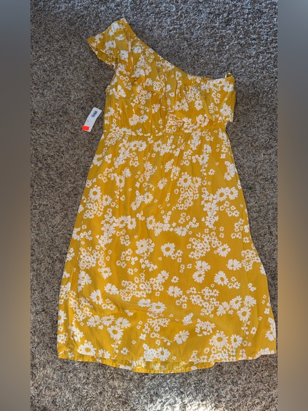 Women's yellow floral one-shoulder mini dress old navy small